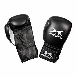 Foto van Hammer boxing bokshandschoenen premium fitness - buffelleer - zwart - 8 oz - buffelleer