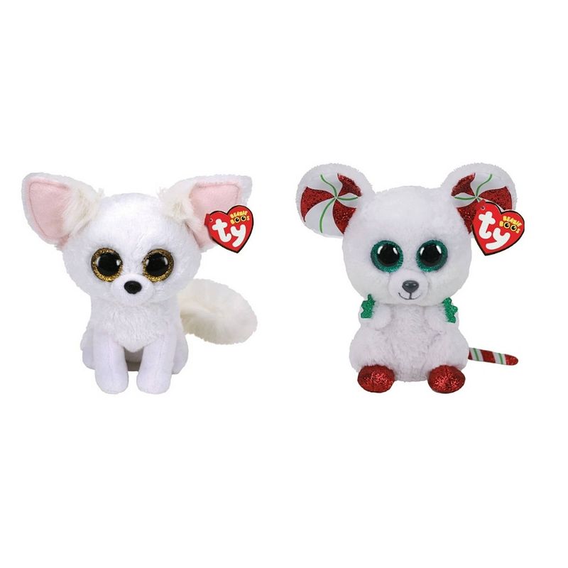 Foto van Ty - knuffel - beanie boo's - phoenix fox & christmas mouse