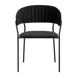 Foto van Giga meubel eetkamerstoel zwart velvet - metaal - 57x52x75cm -turin