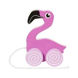 Foto van Houten trekdiertje flamingo 13 cm - trekfiguren