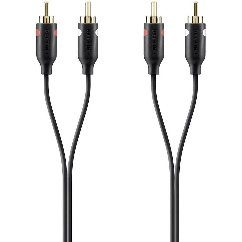 Foto van Belkin f3y098bt2m cinch audio aansluitkabel [2x cinch-stekker - 2x cinch-stekker] 2.00 m zwart vergulde steekcontacten