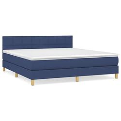 Foto van The living store boxspringbed - blauw - 203x180x78/88 cm - pocketvering matras