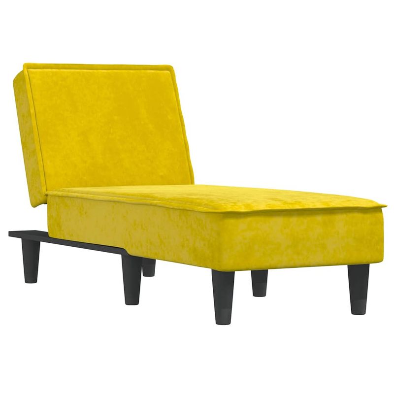 Foto van The living store verstelbare chaise longue - geel - fluwelen bekleding - multiplex frame - 55x140x70 cm