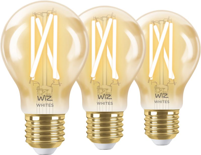 Foto van Wiz smart filament lamp standaard goud 3-pack - warm tot koelwit licht - e27