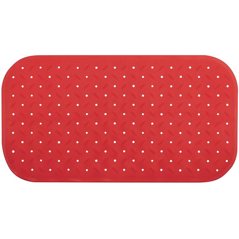 Foto van Msv douche/bad anti-slip mat badkamer - rubber - rood - 36 x 65 cm - badmatjes