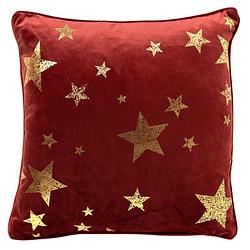 Foto van Stars - sierkussen 45x45 rood - kerst decoratie - velvet