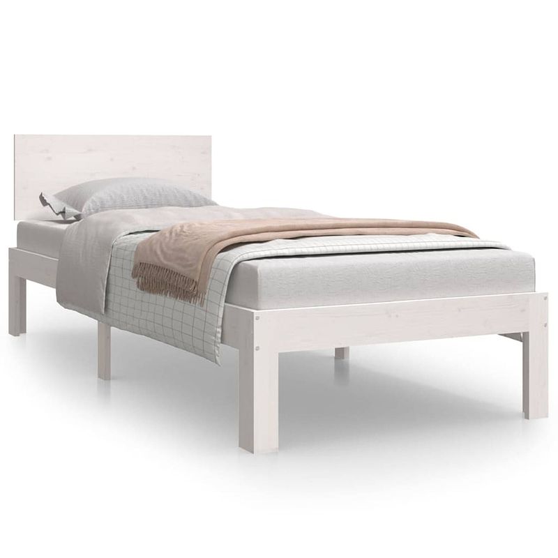 Foto van Vidaxl bedframe massief grenenhout wit 75x190 cm small single