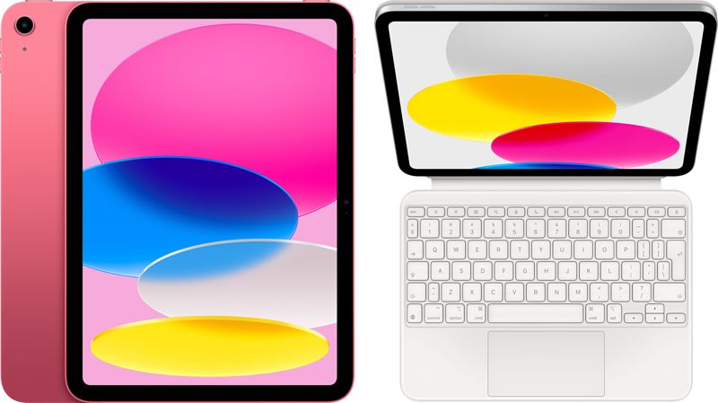 Foto van Apple ipad (2022) 10.9 inch 256gb wifi roze + magic keyboard folio
