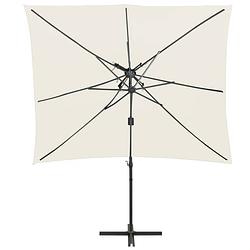 Foto van The living store parasol zandkleurig 250x250x253 cm - uv-beschermend polyester - stevige kruisvoet - kantelbaar en 360