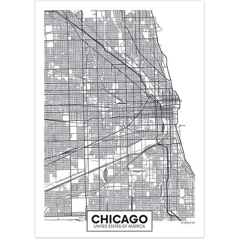 Foto van Canvas city map chicago 30x40cm