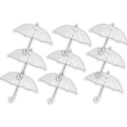 Foto van 9 stuks paraplu transparant plastic paraplu'ss 100 cm - doorzichtige paraplu - trouwparaplu - bruidsparaplu - stijlvol -
