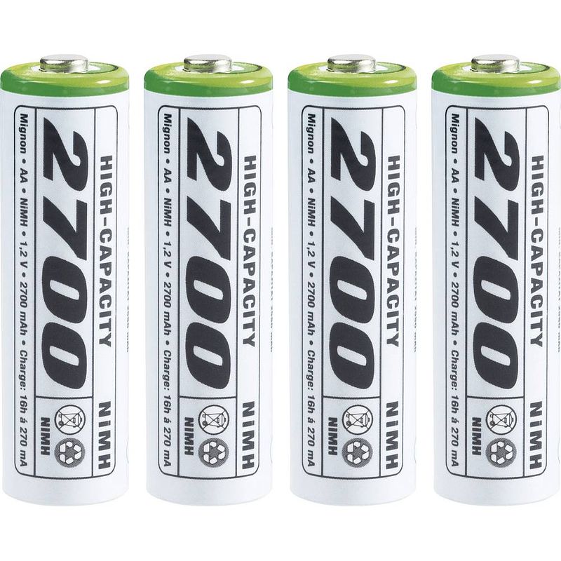 Foto van Emmerich high-capacity hr06 oplaadbare aa batterij (penlite) nimh 2700 mah 1.2 v 4 stuk(s)