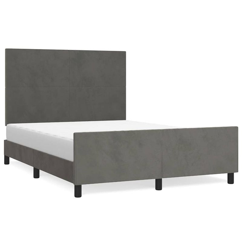 Foto van The living store bedframe donkergrijs - 203x146x118/128 cm - verstelbaar hoofdeinde - stabiele poten - multiplex