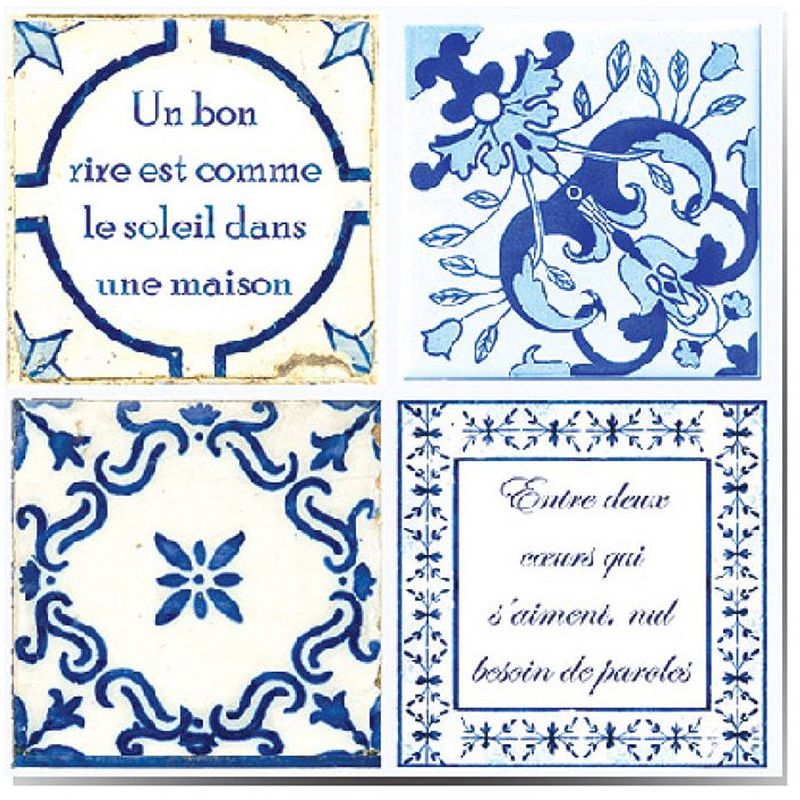 Foto van Walplus muursticker franse quote 20 cm pvc blauw/wit 12 stuks