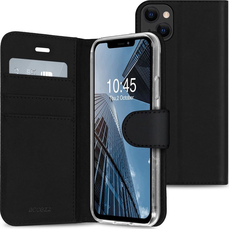 Foto van Accezz wallet case voor apple iphone 13 telefoonhoesje zwart