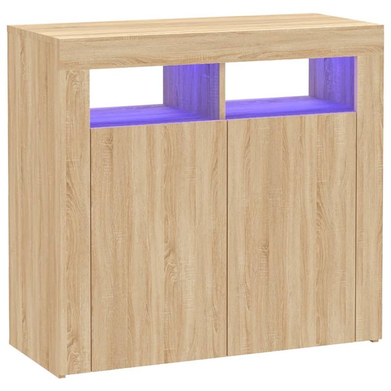 Foto van Vidaxl dressoir met led-verlichting 80x35x75 cm sonoma eikenkleurig