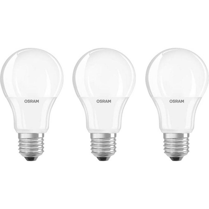 Foto van Osram 4052899955493 led-lamp energielabel f (a - g) e27 peer 9 w = 60 w warmwit (ø x l) 60 mm x 110 mm 3 stuk(s)