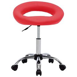 Foto van The living store draaibare eetstoelen - rood - kunstleer - verchroomd staal - 45 x 43 x (57.5 - 69.5) cm - set van 4