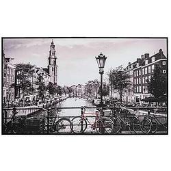 Foto van Schilderij amsterdamse grachten - zwart/wit - 118x70 cm - leen bakker