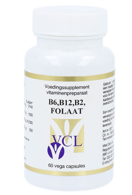 Foto van Vital cell life b6 b12 b2 foliumzuur capsules