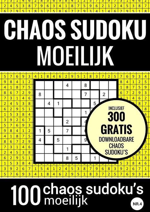 Foto van Sudoku moeilijk: chaos sudoku - nr. 4 - puzzelboek met 100 moeilijke puzzels voor volwassenen en ouderen - sudoku puzzelboeken - paperback