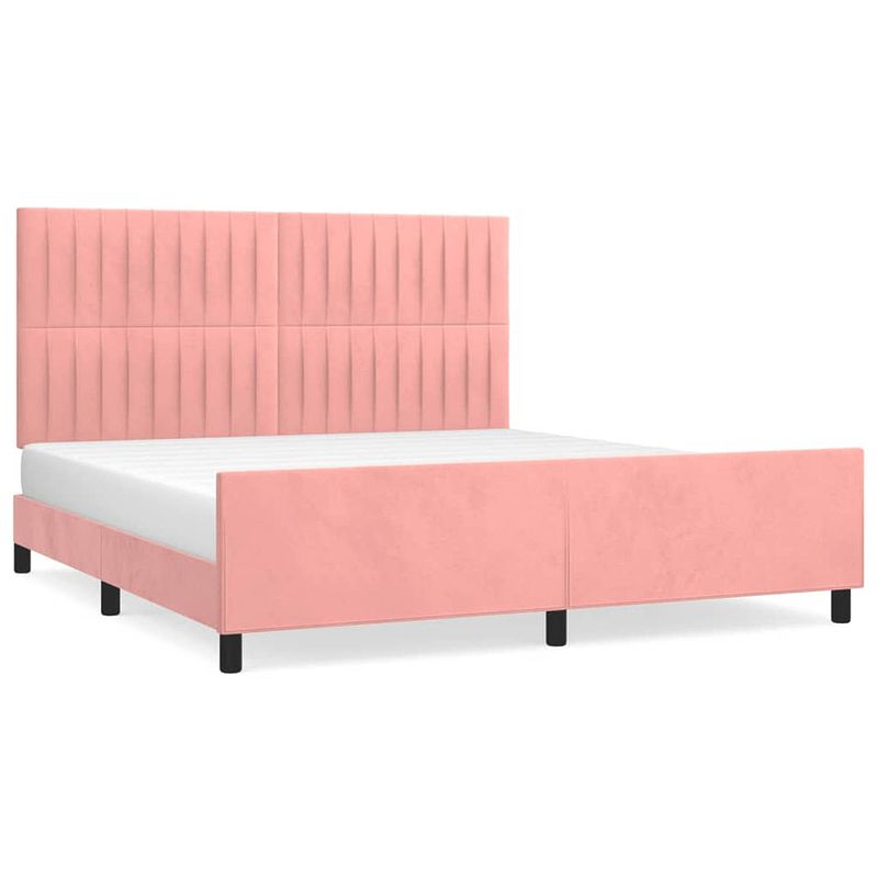 Foto van Vidaxl bedframe met hoofdeinde fluweel roze 180x200 cm