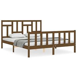 Foto van The living store bedframe - massief grenenhout - 205.5 x 155.5 x 100 cm - honingbruin