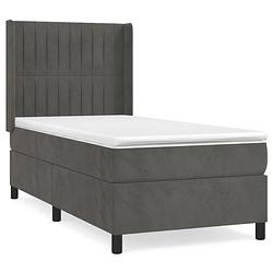 Foto van The living store boxspringbed - donkergrijs fluweel - 203 x 103 x 118/128 cm - hoofdbord verstelbaar - pocketvering