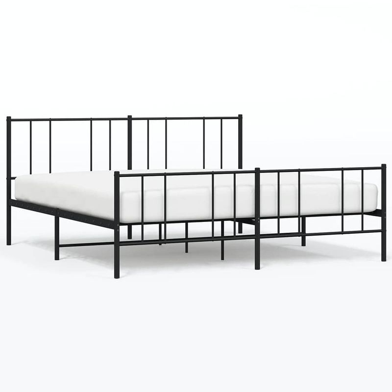 Foto van The living store bedframe - klassiek - metaal - 219 x 187 x 90 cm - zwart