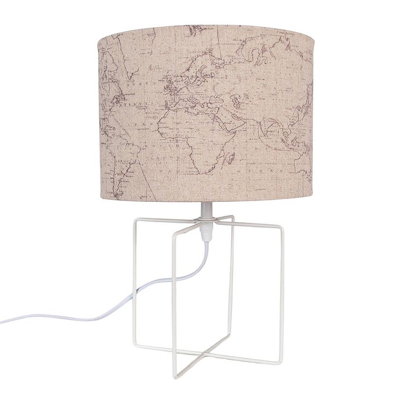 Foto van Haes deco - tafellamp - modern chic - wereldkaart bedrukt lamp, ø 22x34 cm - bureaulamp, sfeerlamp, nachtlampje