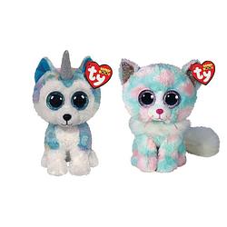 Foto van Ty - knuffel - beanie boo's - helena husky & opal cat