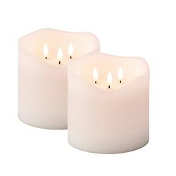 Foto van Lumineo led kaarsen - 2x - met 3 vlammen - wit/warm wit - 15 cm - led kaarsen