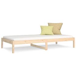 Foto van The living store bed vuren grenen - bedframe 195.5x96x30 cm - massief grenenhout - opbergruimte - exclusief matras