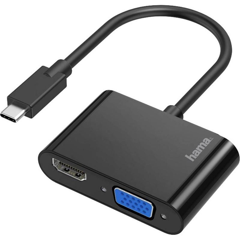 Foto van Hama 00200313 usb-c / hdmi / vga adapter [1x usb-c stekker - 1x vga-bus, hdmi-bus] zwart