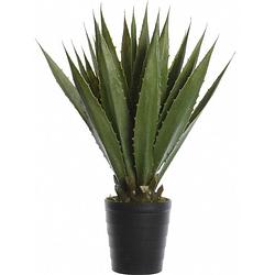 Foto van Groene agave kunstplant 85 cm in zwarte pot - kunstplanten