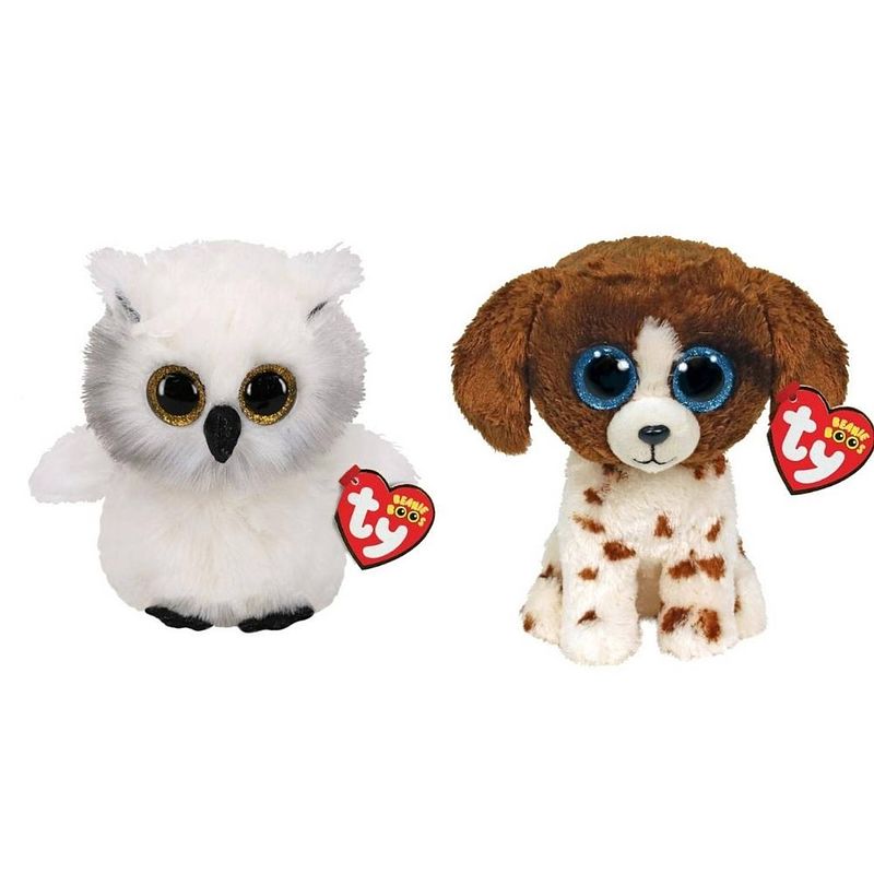 Foto van Ty - knuffel - beanie boo's - ausitin owl & muddles dog