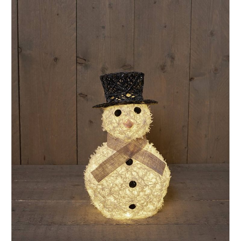 Foto van Anna'ss collection - sneeuwpop katoen/glitter 40cm/20led warm wit / 2aa