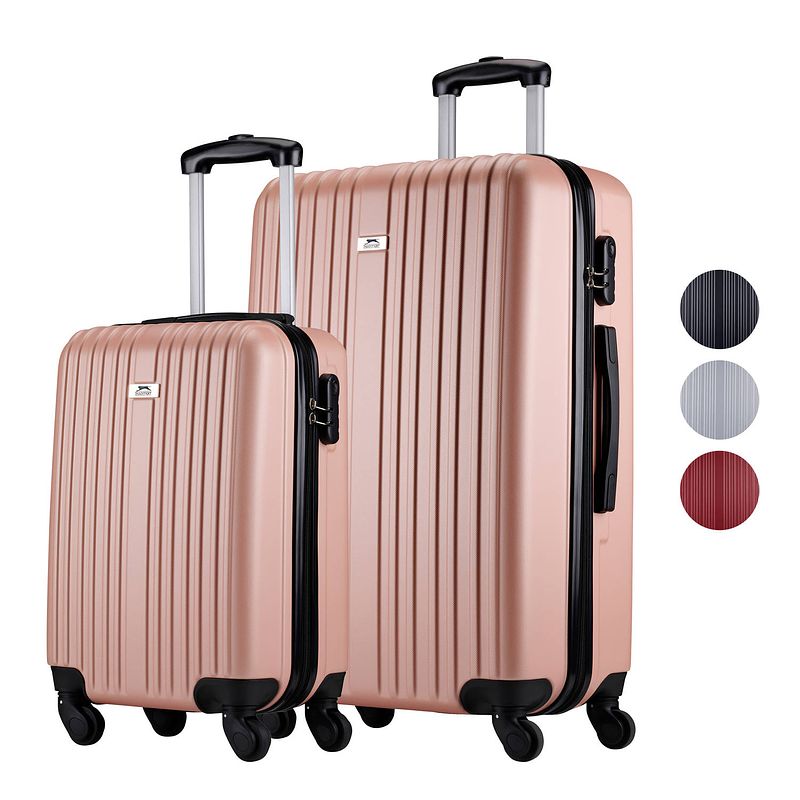 Foto van Slazenger trolley koffer set - 53x33x20 cm - 73x46x29 cm - met wieltjes - rosé