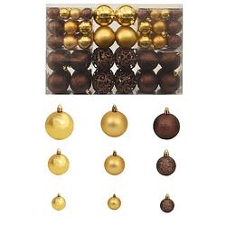 Foto van Vidaxl 100-delige kerstballenset 3/4/6 cm bruin/bronskleur/goudkleurig