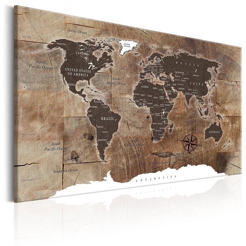 Foto van Artgeist world map wooden mosaic canvas schilderij
