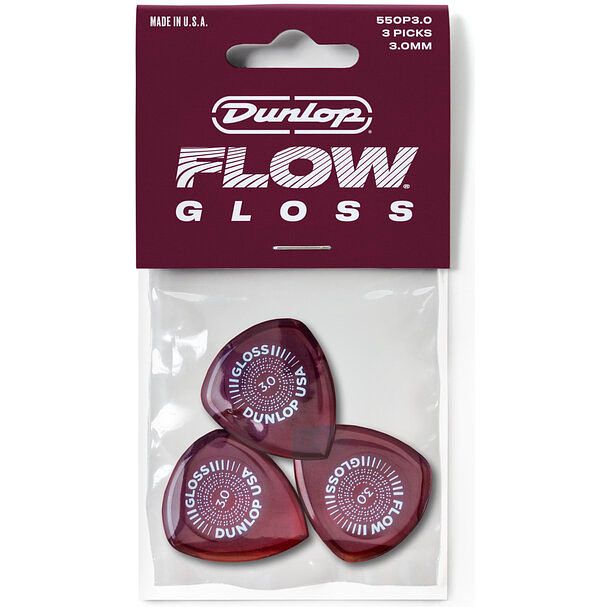 Foto van Dunlop 550p300 flow gloss 3.0 mm plectrumset (3 stuks)