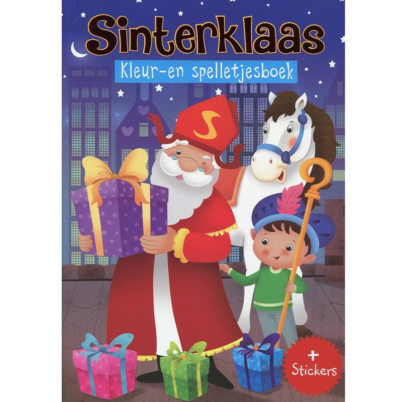 Foto van Sint doeboek - kleur- en spelletjesboek met 60 stickers sinterklaas - 128 pagina's