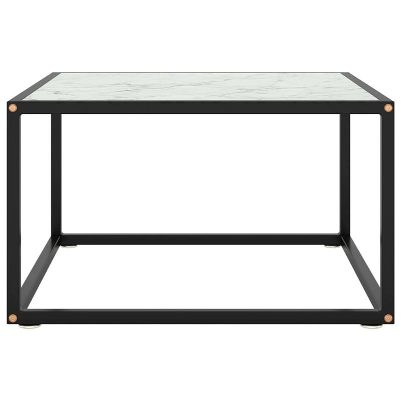 Foto van The living store salontafel - praktische woonkamertafel - glas/staal - 60 x 60 x 35 cm - zwart/wit