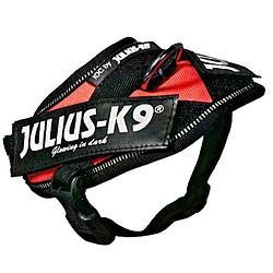 Foto van Julius k9 hondentuigje 30-37 cm nylon zwart/rood