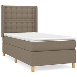 Foto van The living store boxspringbed - taupe - 203x93x118/128 cm - pocketvering matras - middelharde ondersteuning -