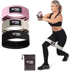 Foto van Ninn sports - weerstandsbanden set van 3 roze/zwart - bootybands - weerstandsband - resistance bands - fitnessband