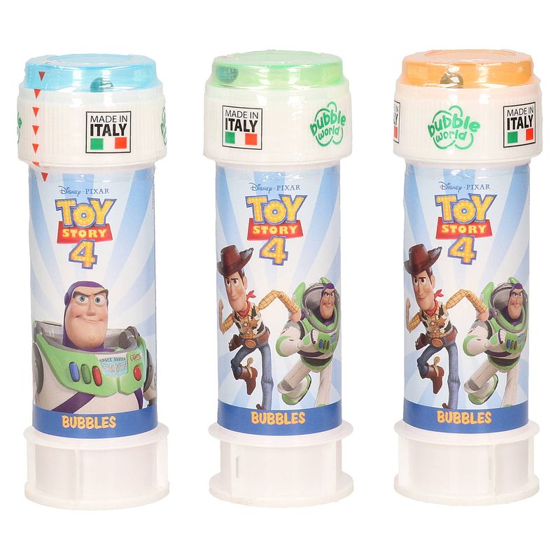 Foto van 3x disney toy story bellenblaas flesjes met bal spelletje in dop 60 ml voor kinderen - bellenblaas