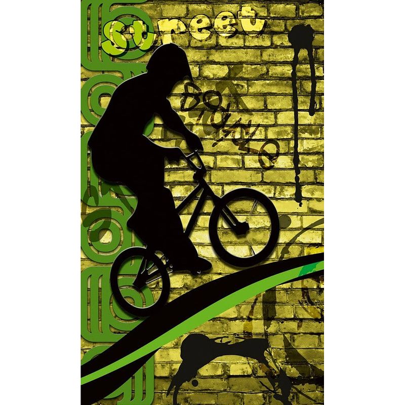 Foto van Dimex bicycle green vlies fotobehang 150x250cm 2-banen