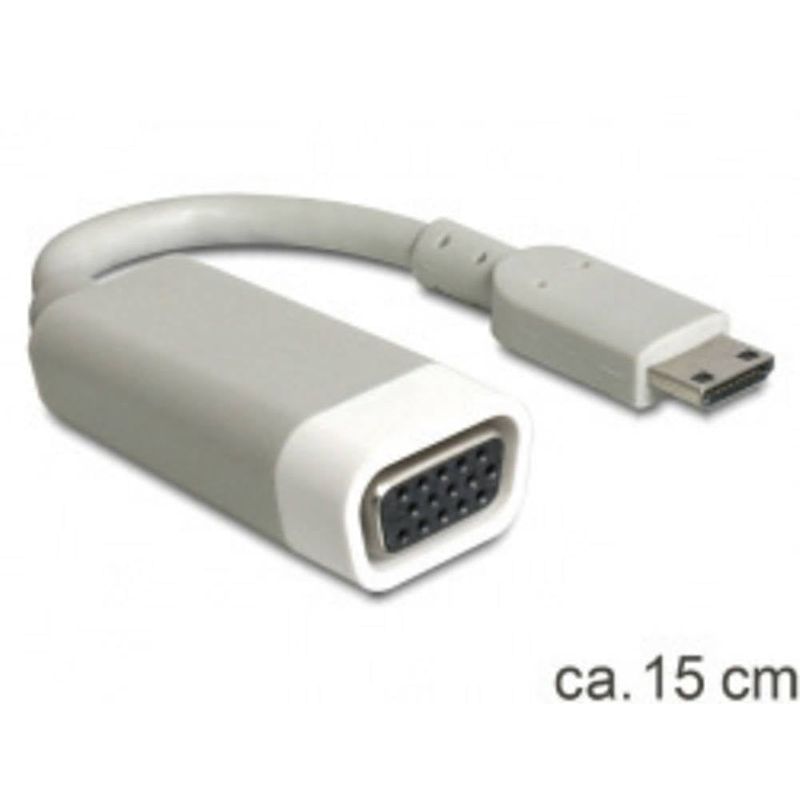 Foto van Delock 65471 hdmi / vga adapter [1x hdmi-stekker c mini - 1x vga-bus] wit 15.00 cm