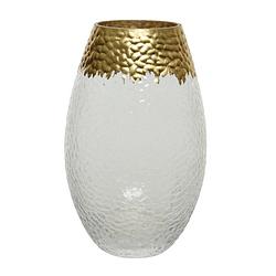 Foto van Bloemen vaas transparant/goud van glas 20 cm hoog diameter 12 cm - vazen